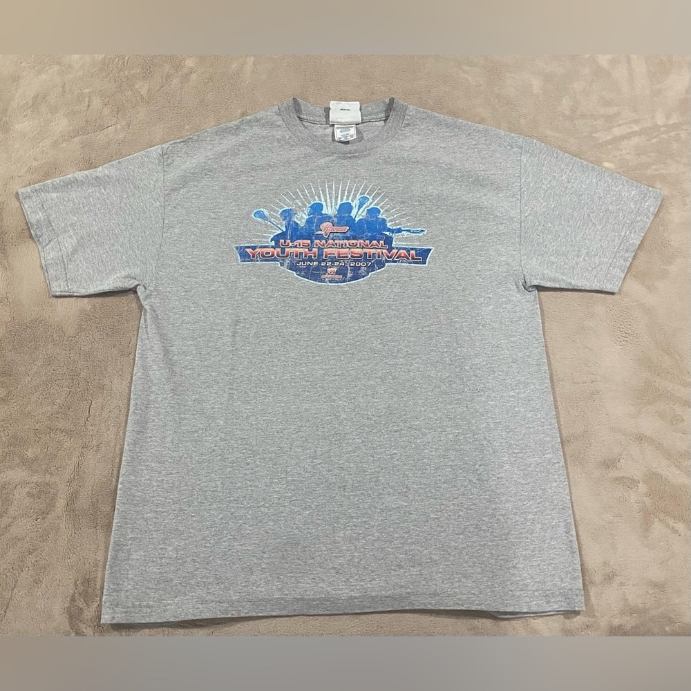 US Lacrosse T Shirt U15 National Youth Festival 2007 Gray XL Vintage Sports Tee